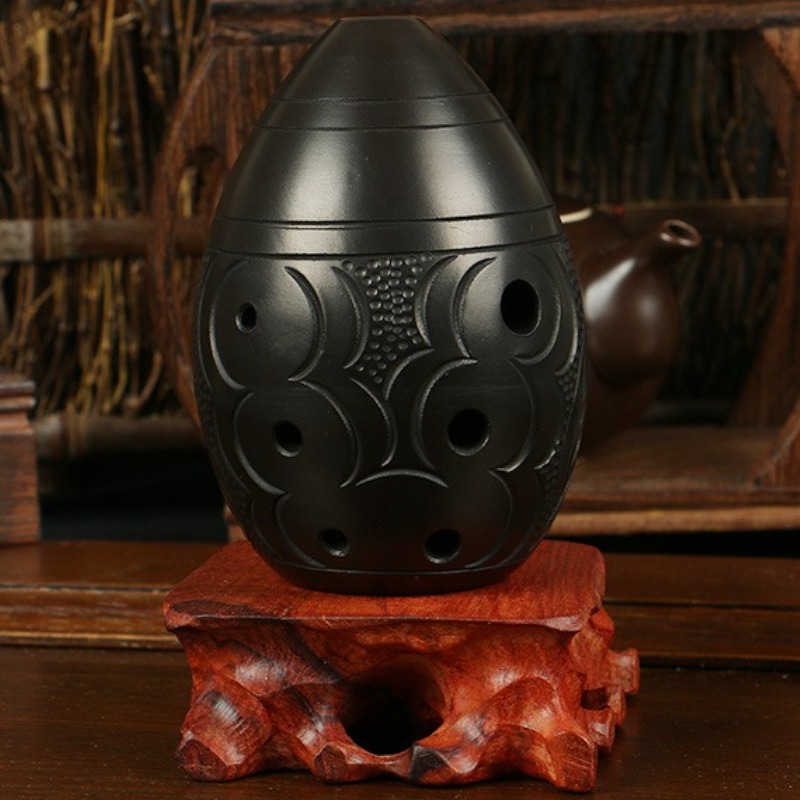 Musical Instrument Maraca - 8 Holes Ocarina Black Portable Ceramic